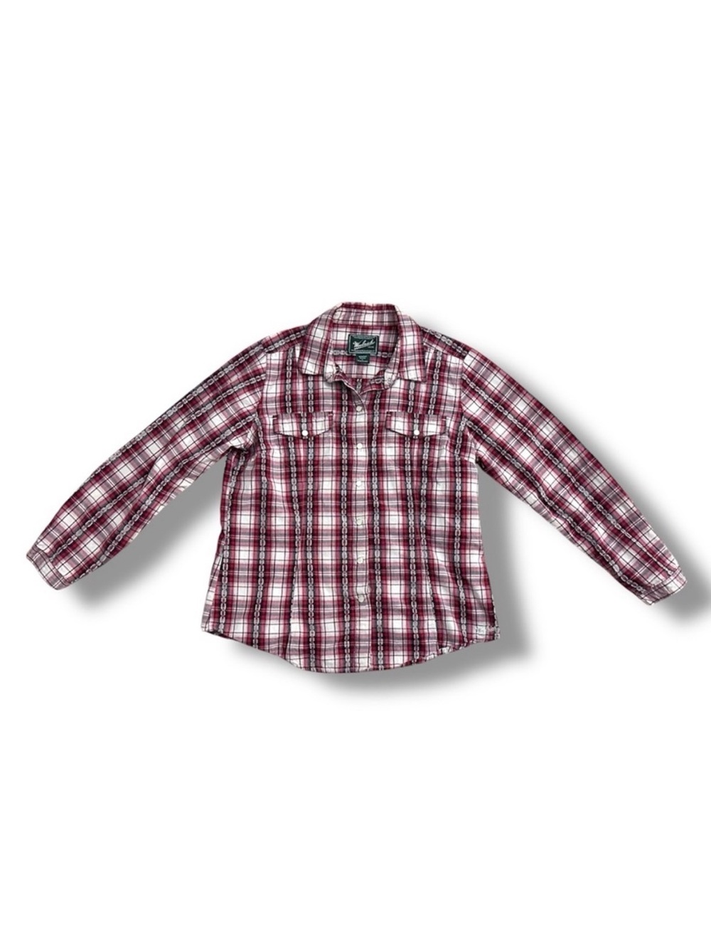Woolrich Red Plaid Long Sleeve Pearl Snap Button Up Women’s Sz Large P Western